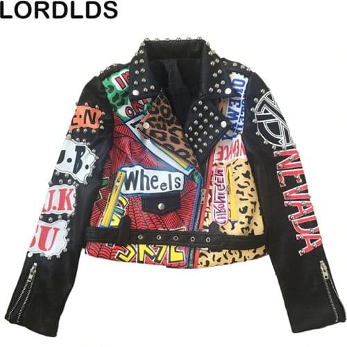 LORDLDS Women Cropped Leather jacket with Studs Ladies Short Biker Coat NEW Autumn Motorcycle Punk PU Streetwear