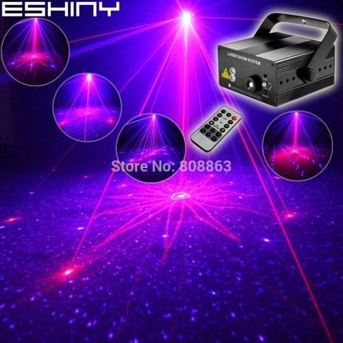 ESHINY Red Blue 18 Patterns Laser Projector Blue Led Remote Stage DJ Lighting Xmas Bar KTV Dance Disco Party Light Show N85B156