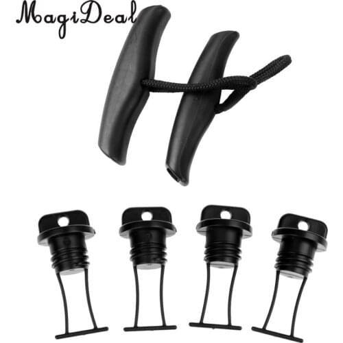 MagiDeal 2 PCS Nylon Kayak Toggle Handle W/ Cord Rope, 4 PCS Plastic Hull Drain Plug Bung for Marine Boat Canoe Kayak Dinghy