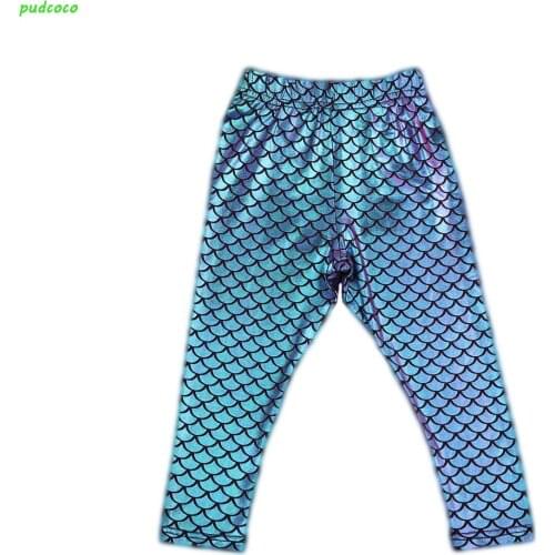 Lovely Kid Baby Girl Skinny Mermaid Fish Scale Leggings Stretchy Pants Pencil Trousers