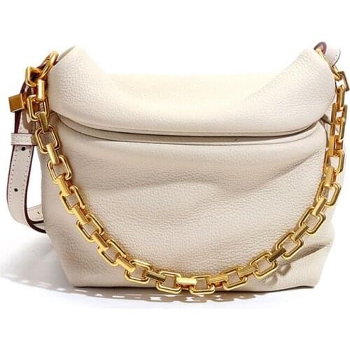 Fashion Chain Design Crossbody Bags For Women 2021 New Genuine Leather Hobos Shoulder Armpit Bag Quality Small Messenger Handbag