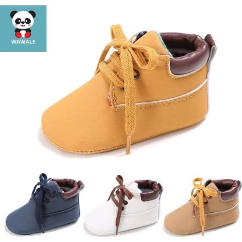 Fashion Classic Simple Pretty Boys Baby Shoes Girls Winter Short-Boots Toddler First Walkers Learning Walking Warm Lace-Up