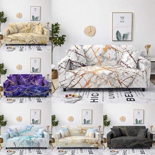 Marble Stretch Sofa Covers Furniture Protector Polyester Loveseat Couch Cover for Living Room 1/2/3/4-Seater Arm Chair Cover