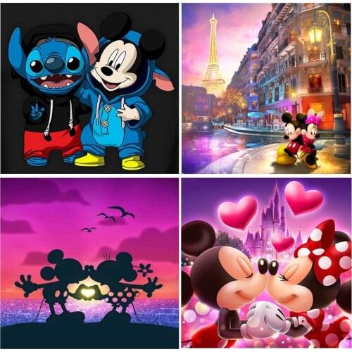 Disney 5D DIY Diamond Painting Cartoon Mickey Minnie Square/Round Inlaid Rhinestone Mosaic Cross Stitch Decorative Painting