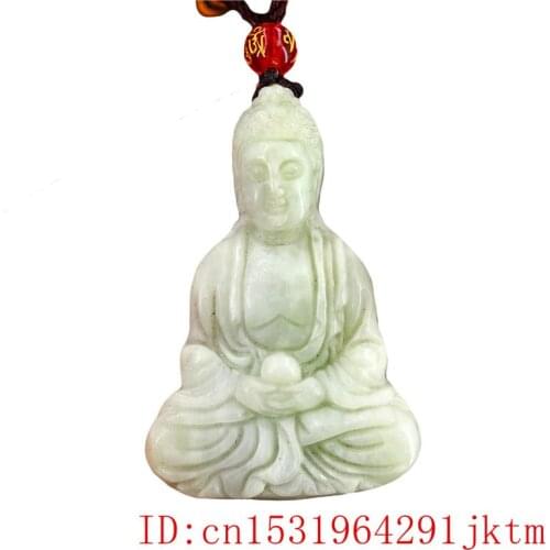 Jade Buddhism Pendant Necklace Gifts Chinese Carved Jewelry Charm Amulet Natural White Fashion