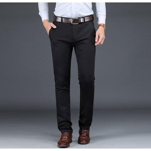 2021 New Business Suit Pants For Men Stretch Silk Long Dress Baggy Meeting Office Leisure Black Blue Classic Trousers
