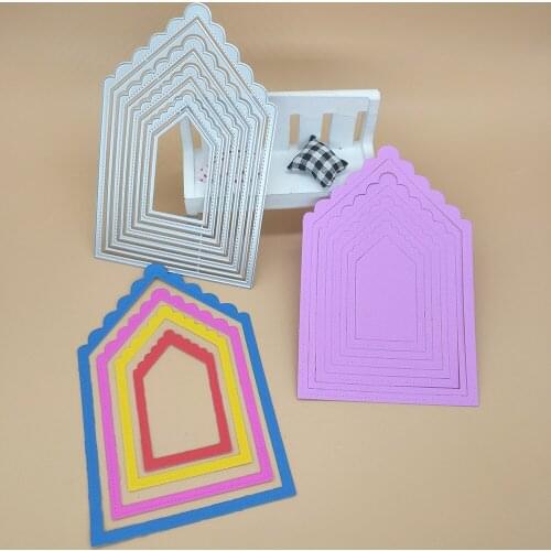 New 5-layer flag-shaped photo frame metal cutting template DIY scrapbook, card making, embossing crafts, photo album decoration