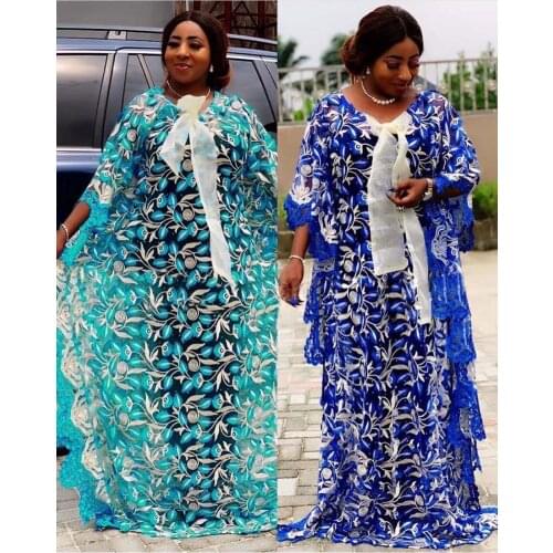 Bust 140 cm cord net lace New African womens clothing Dashiki fashion Water soluble lace bat dress