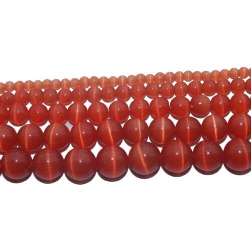 Wholesale Natural Stone Red Opal Cat Eye Loose Beads 4 6 8 10 12 MM Pick Size For Jewelry Making Charm DIY Bracelet Necklace