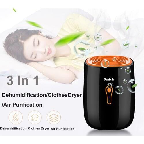 300ML/day Moisture Absorption Dehumidifier Portable Mute Air Dryer Air Treatment DC 9V 25W with 800ML Capacity