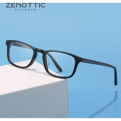 ZENOTTIC Acetate Glasses Frame Men Retro Optical Eyeglasses Myopia Hyperopia Prescription Eyewear Anti Blue Light Lens