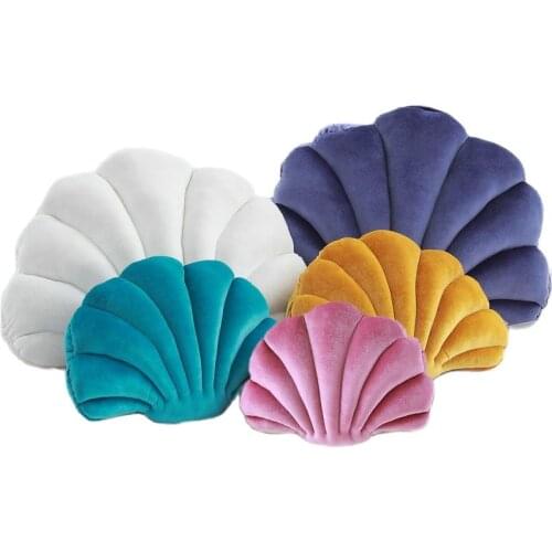 Free shipping Home Luxury Shell Stuffed Pillow Fantastic Velvet Pillow Sea Shell Home Decor Bed Sofa Cushion Decoration Gift
