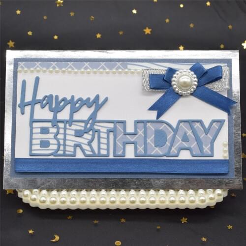 Happy Birthday Cutting Dies Card Background Words Metal Stencil for DIY Scrapbooking Craft Paper Embossing Dies