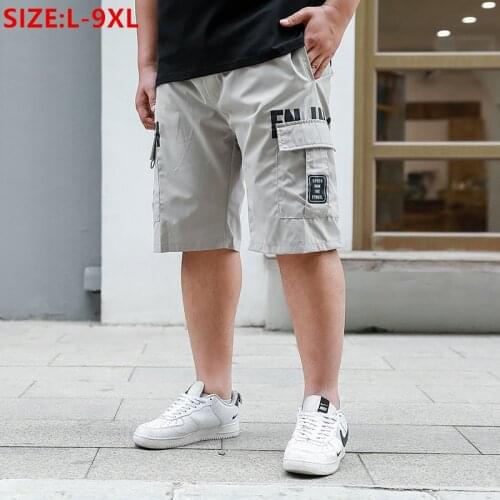 Cargo Shorts Men Summer Thin Loose Plus Size 9XL Young Fashion Black 8XL High Waisted Pockets Boy 7XL 6XL 5XL Fat Half Trousers