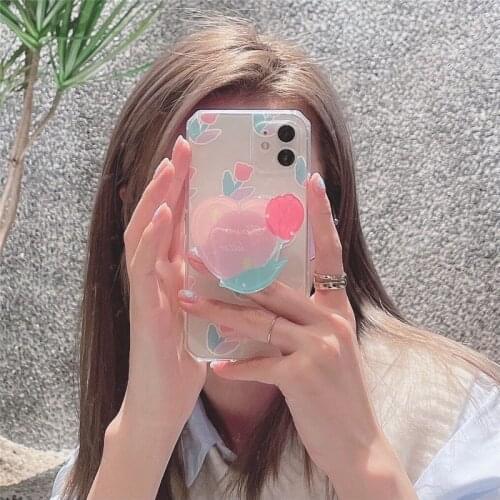 INS Flower Silicone Phone Case For iPhone 11 12 Pro Max Mini XR X XS Max 78 SE2020 Luxury Back Shell Cover Accessories Holder