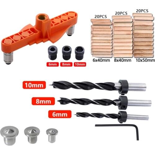 Alloy Vertical Pocket Hole Jig Woodworking 6/8/10mm Drilling Locator Wood Dowelling Self Centering Drill Guide Kit Hole Puncher