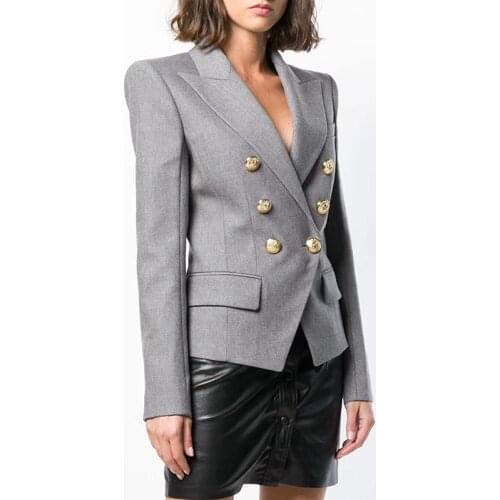 HIgh-end quality blazer double breasted blazer female long sleeve casual suit personality metal buttons outwear wq1421 dropship