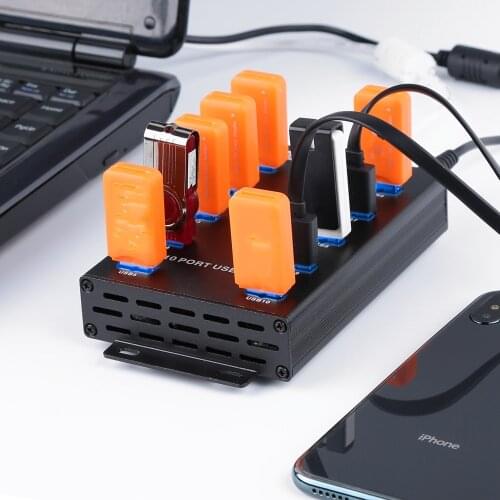 Ladagogo 10 Port Hi-Speed usb c hub (usb çoğaltıcı)Adapter + Power Adapter for PC Laptop Computer