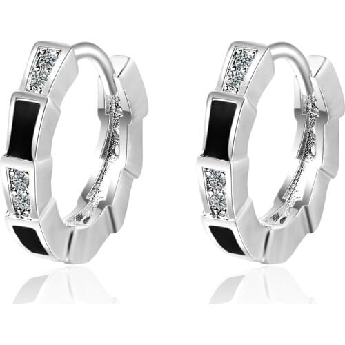 Round Black Bone 925 Sterling Silver Stud Earrings for Women French Trendy Gold Plated Earring Bride Jewelry Prevent Allergy