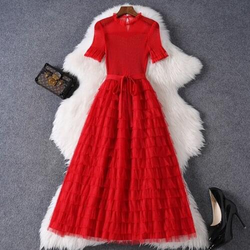 Women sexy mesh party dress summer 2021 short sleeve polka dot sashes ruffles gothic plus size cake dresses black pink burgundry