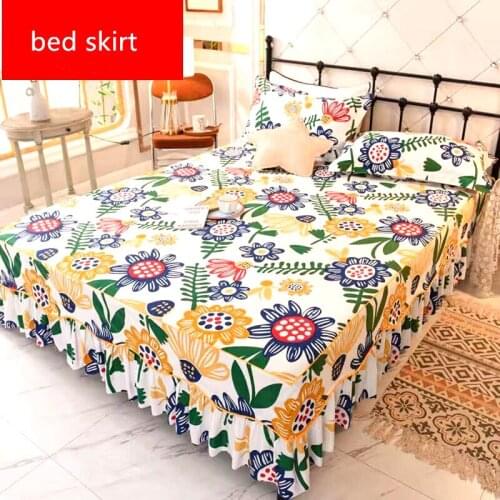 1pc Lace Flower Bed Skir Sanding Soft Bedspread King Queen Size Double Layer New Bed Skirt 2020