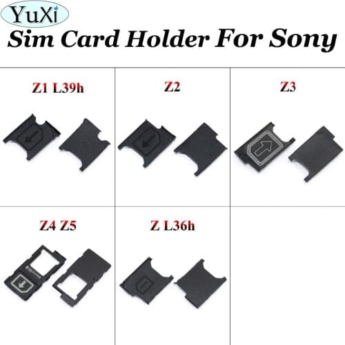 YuXi 2pcs SIM Card Tray Holder Slot Socket Adapter Module For Sony Xperia Z L36H Z1 L39h Z2 L50w D6503 D6502 Z3 Z3 Compact Z4 Z5