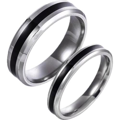 4/6MM Classic Wedding Rings Set for Couples Men and Women Lovers Alliance Stainless Steel Engagement Ring Marriage