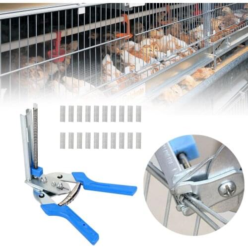 Areyourshop Hog Ring Plier & 600xM Clips Jaws Tool Staples Chicken Mesh Wire Cage Fence Repair Hand Tools Binding Fixing