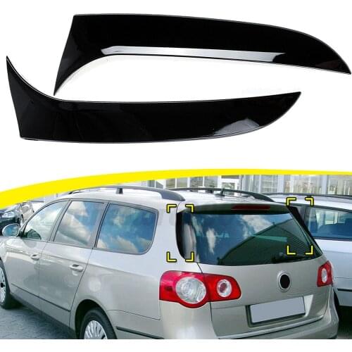 Car Rear Window Side Spoiler Canard Splitter Cover For VW Travel Version Passat B6 Wagon Glossy Black