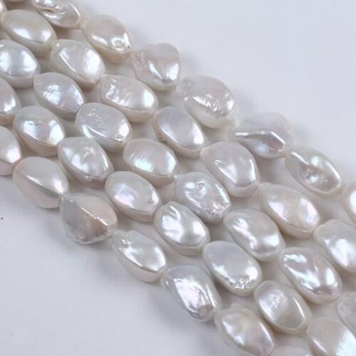 DIY White Pearls Strand Diamond Shape Beads (About 21pcs/Lot) High Quality Natural Freshwater Pearl Straight Hole
