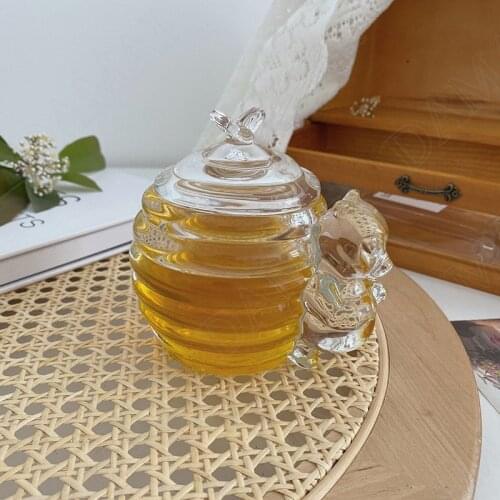 European Glass Storage Jar Creativity Little Bear Kitchen Honey Jars Relief Decorative Living Room Desktop Candy Organizer