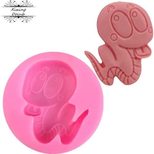 DIY cartoon snake shape food grade silica gel mold candy chocolate cake decoration mold biscuit cooking model tool