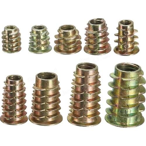 M4 M5 M6 M8 M10 50Pcs Zinc Alloy Thread For Wood Insert Nut Flanged Hex Drive Head Furniture Nuts