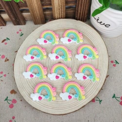 Kawaii Flatback DIY Rainbow Resin Cabochons Flat Back Scrapbooking Embellishment Decoration Crafts Making For Phone Case:26*35mm