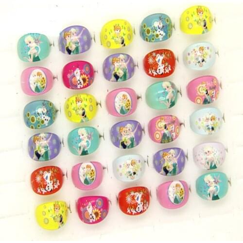100pcs Disney Frozen 2 Princess Aisha Party Favors Rings Acrylic Crystal Kids Girls Finger Rings Baby Party Decor Gifts Supplies