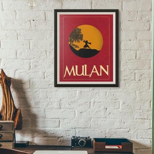Mulan Minimalist Movie Poster, Film Canvas Painting, Brave Really Hero Wall Art Picture,Red Home Decoration