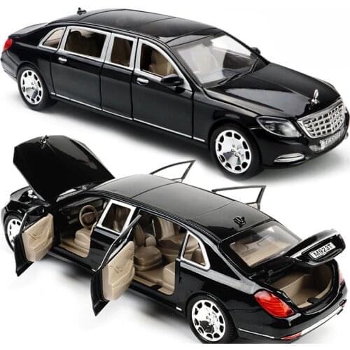 1:24 Alloy Car Model S600 Cars Diecast Metal Long Car Toy with Sound Light Kids Toy Vehicles Boy Gift Collection
