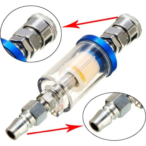 1/4 Inline Air Oil Water Separator Filter Kit for Compressor Spray Paint Gun Tool