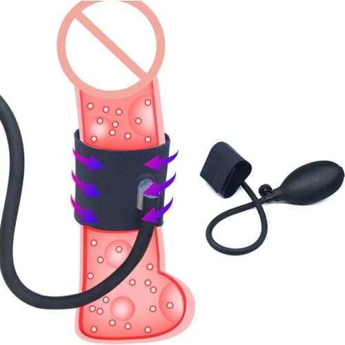 Inflatable Penis Pump Enlarger Cock Ring Silicone Pumping Sleeve Inflated Sex Toys Men Dick Rings Male Enhancement Pumps