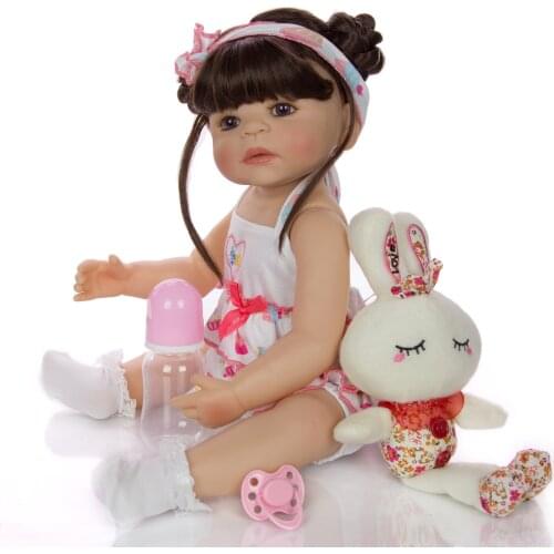 New Fashion 22 Inch Full Silicone Baby Reborn Doll 55cm Lifelike Newborn Bebe Toy For Toddler Birthday Present Bedtime Playmate