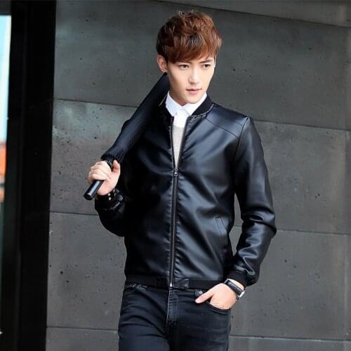 2019 New Autumn Spring Mens Fashion Slim Fit PU Jacket Coats Motorcycle Leather Jackets Men Leather Coat Male Plus Size 4XL