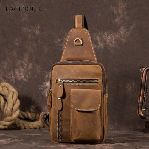 New 2020 Genuine Leather Chest bag for men casual Sling messenger bags fashion mens chest pack large capacity Business bags