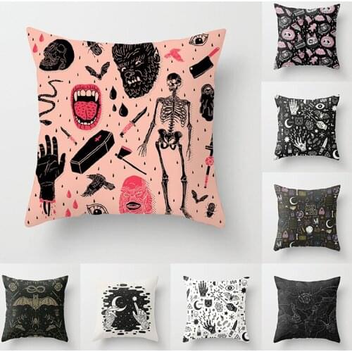 New Black Cat Party Halloween Toys Anime Cushion Cover White Ghost Skull Pumpkin Decoration Throw European Pillow Case Sofa