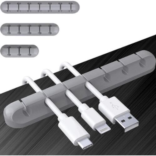 USB Cable Organizer Desk Wire Winder Silicone Wire Tie Fixer Management Organizador Cord Clip Office Desktop Phone Cables Holder