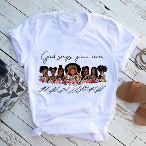 Premium Women God Says You Are Black Girl Is Beutiful Magic T Shirt Graphic T-Shirts Black Lives Matter Juneteenth Tshirt Tops