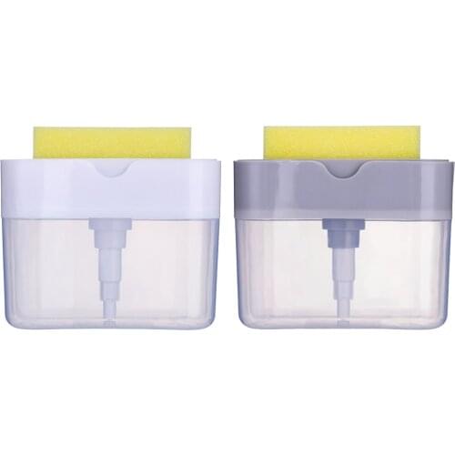 Empty Soap Pump Dispenser with Sponge Holder Kitchen Handy Soap Caddy Box