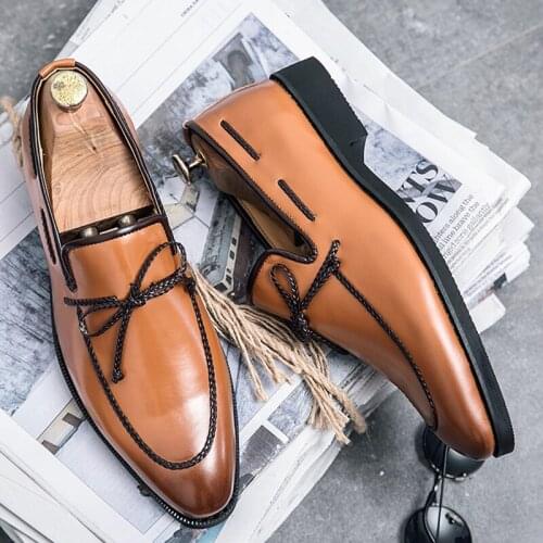 Tassel Leather Oxfords Shoes Men Loafers Casual Slip on Men Dress Shoes Italian Graceful Wedding Party Shoes Men Moccasins Black