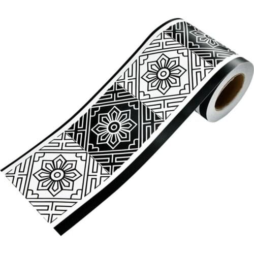 Self Adhesive Grid Wallpaper Skirting Line Border Wall Sticker Borders Waterproof Bathroom Kitchen Tile Trim Stickers Mural