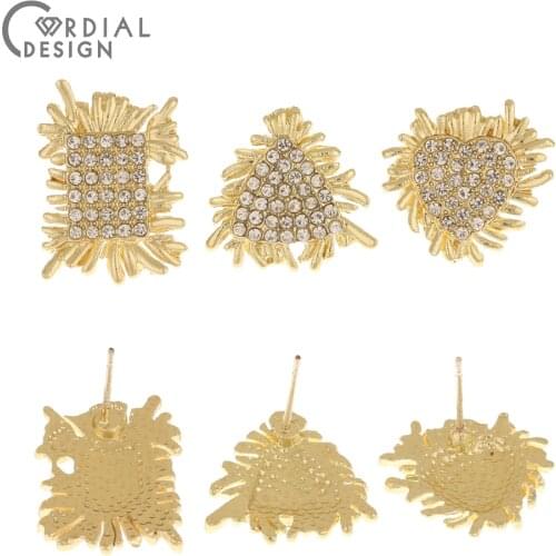 Cordial Design 50Pcs Rhinestone Earring Stud/Earring Accessories/Knit Effect/DIY/Geometry Shape/Jewelry Finding & Components
