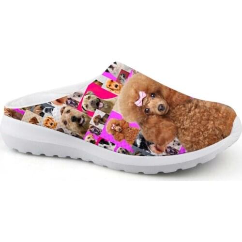Noisydesigns Girls Mesh House Slippers Cute Pet Dog Print Women Beach Water Sandals Slip-on Water Shoes Light Loafers Summer